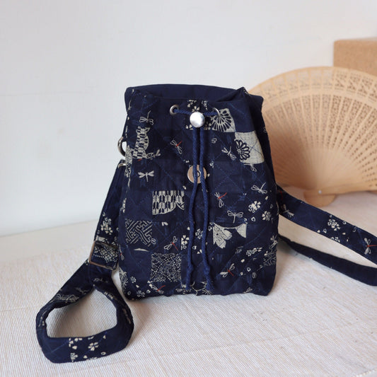 Handmade Mini Travel Bag - Moonpetal Blue