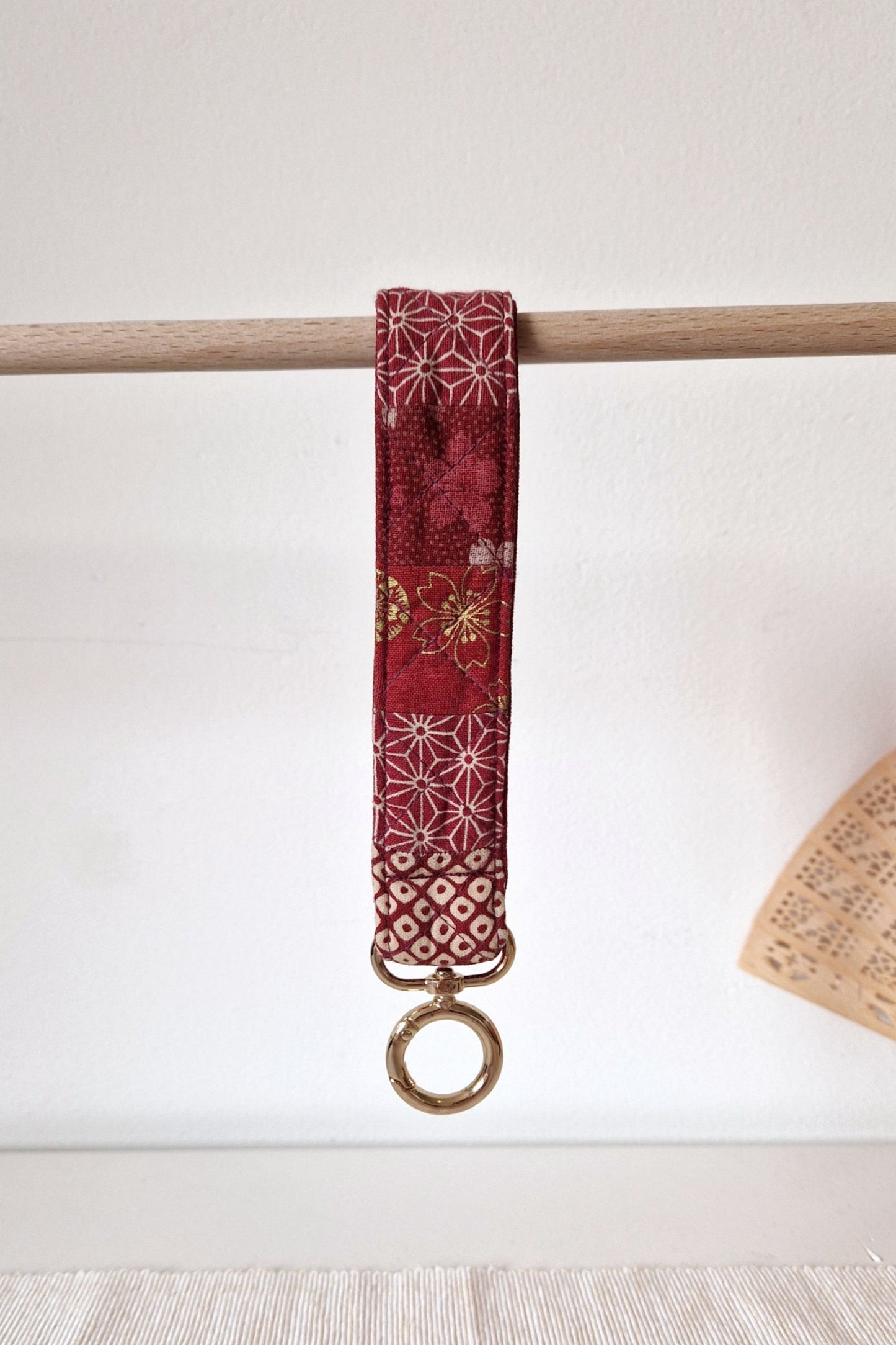 Handmade Patchwork Wristlet - Scarlet Bloom