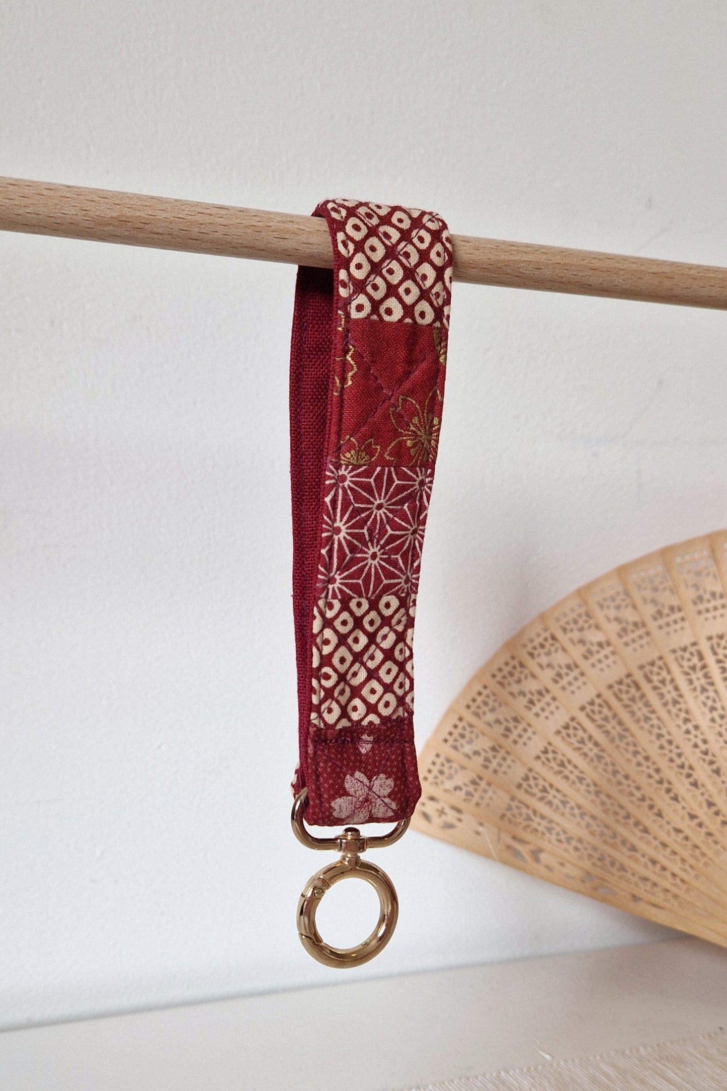 Handmade Patchwork Wristlet - Scarlet Bloom