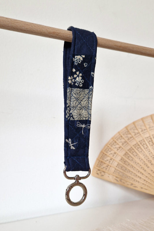 Handmade Patchwork Wristlet - Moonpetal Blue