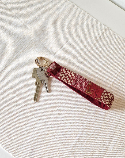 Handmade Patchwork Wristlet - Scarlet Bloom