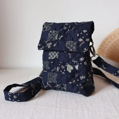 Handmade Mini Travel Bag - Moonpetal Blue