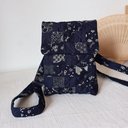 Handmade Mini Travel Bag - Moonpetal Blue