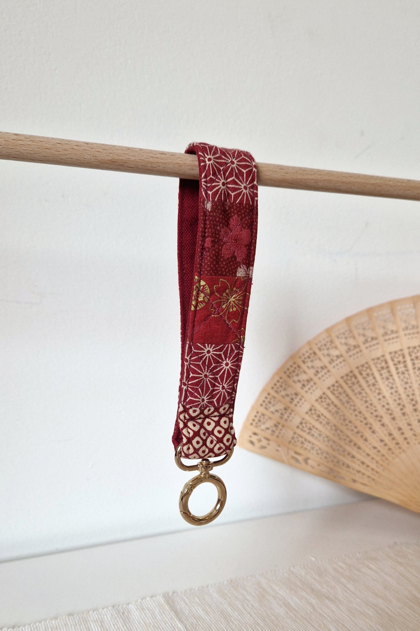 Handmade Patchwork Wristlet - Scarlet Bloom