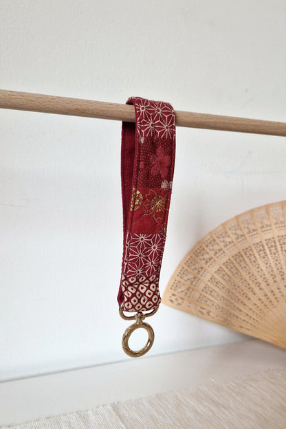 Handmade Patchwork Wristlet - Scarlet Bloom