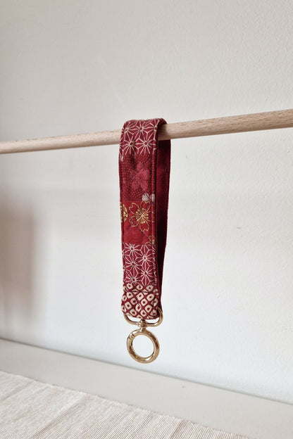 Handmade Patchwork Wristlet - Scarlet Bloom