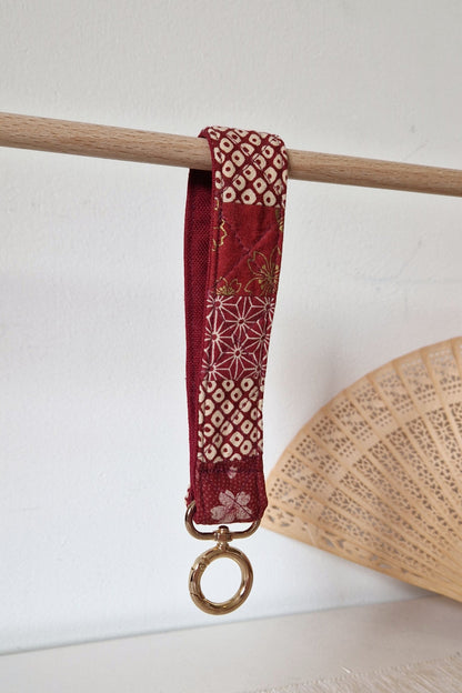 Handmade Patchwork Wristlet - Scarlet Bloom