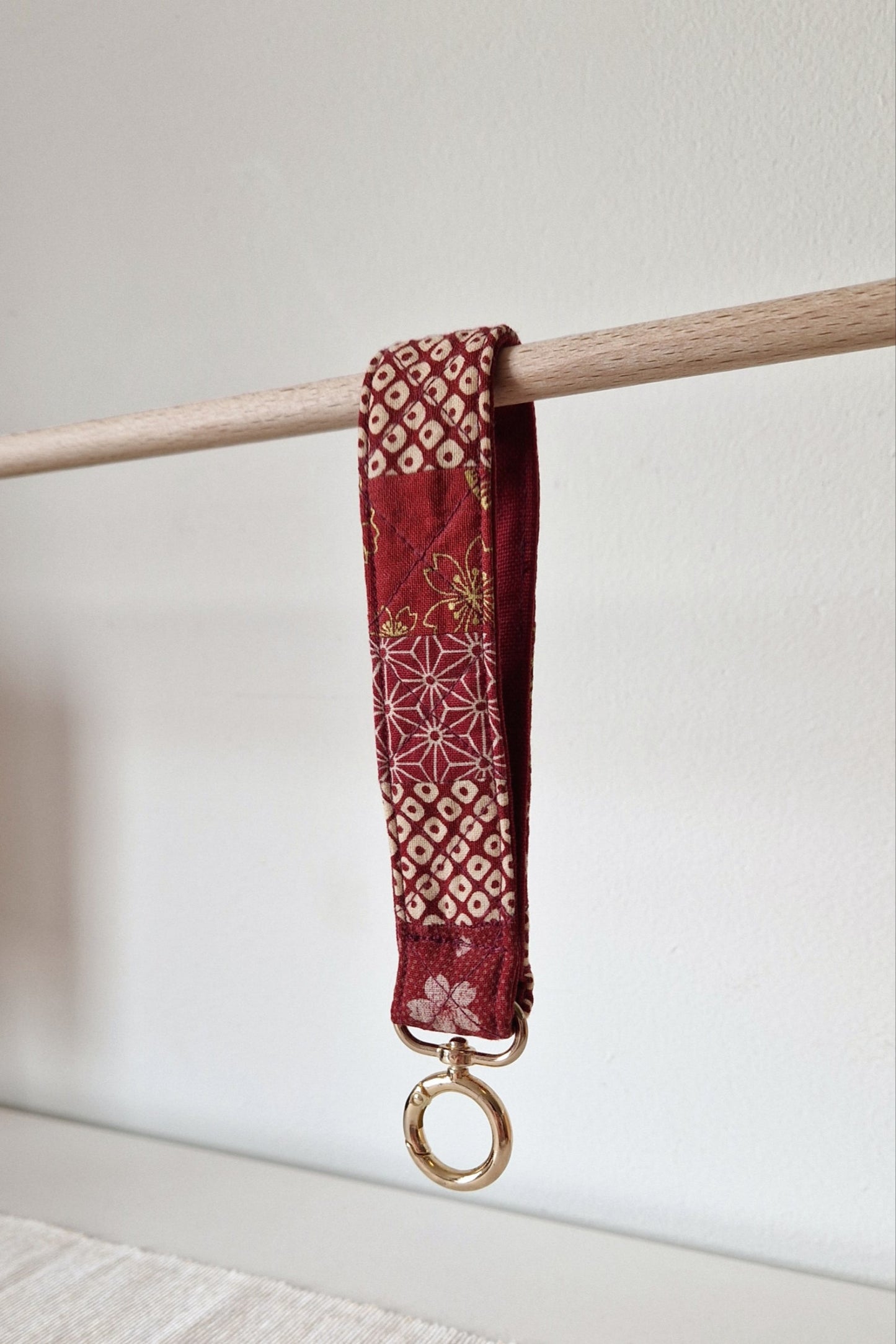 Handmade Patchwork Wristlet - Scarlet Bloom